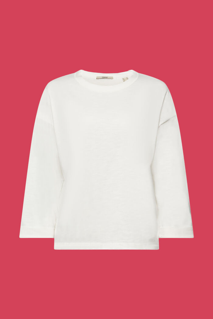Boxy long sleeve, 100% cotton, OFF WHITE, detail image number 7