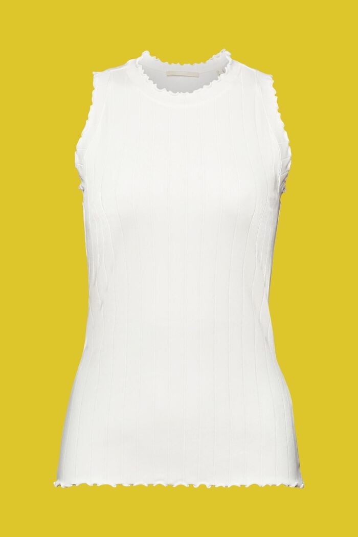 Ribbed sleeveless top, OFF WHITE, detail image number 6