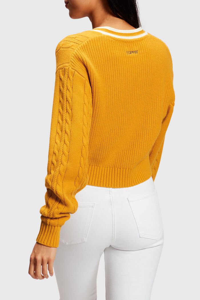 Cable knit cardigan, YELLOW, detail image number 1