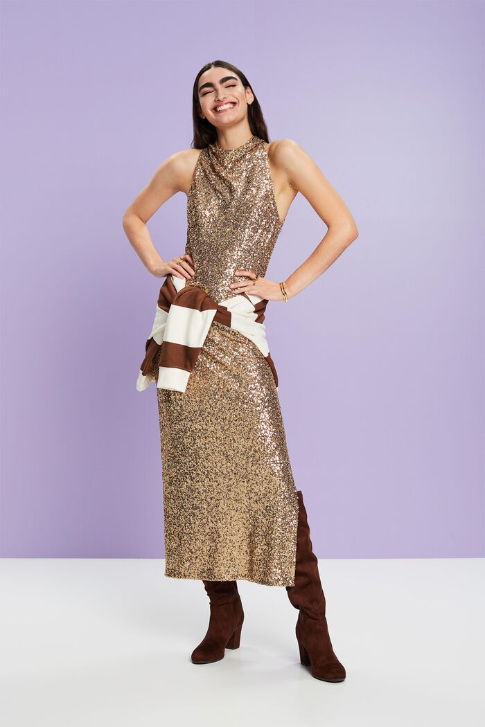 Sequined Maxi Dress, GOLD, detail image number 4