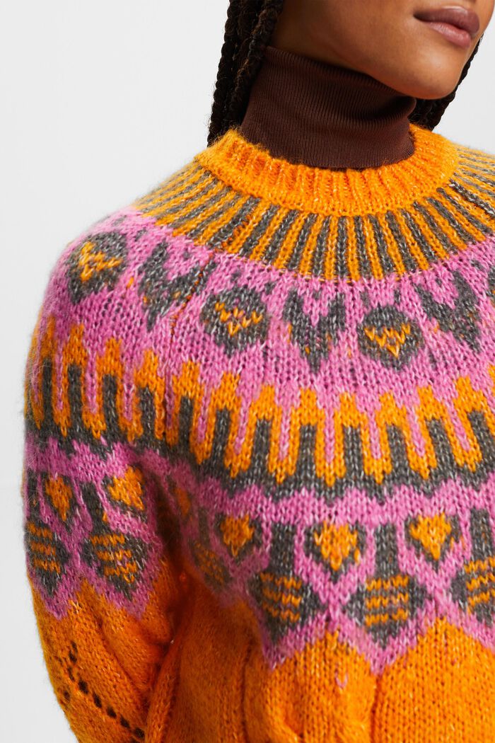 Fair Isle Wool Blend Sweater, GOLDEN ORANGE, detail image number 2