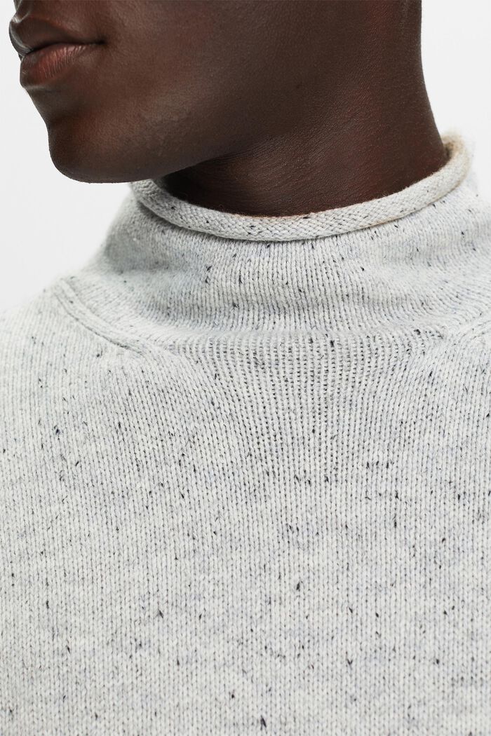 Wool-Blend Mockneck Sweater, LIGHT GREY, detail image number 1