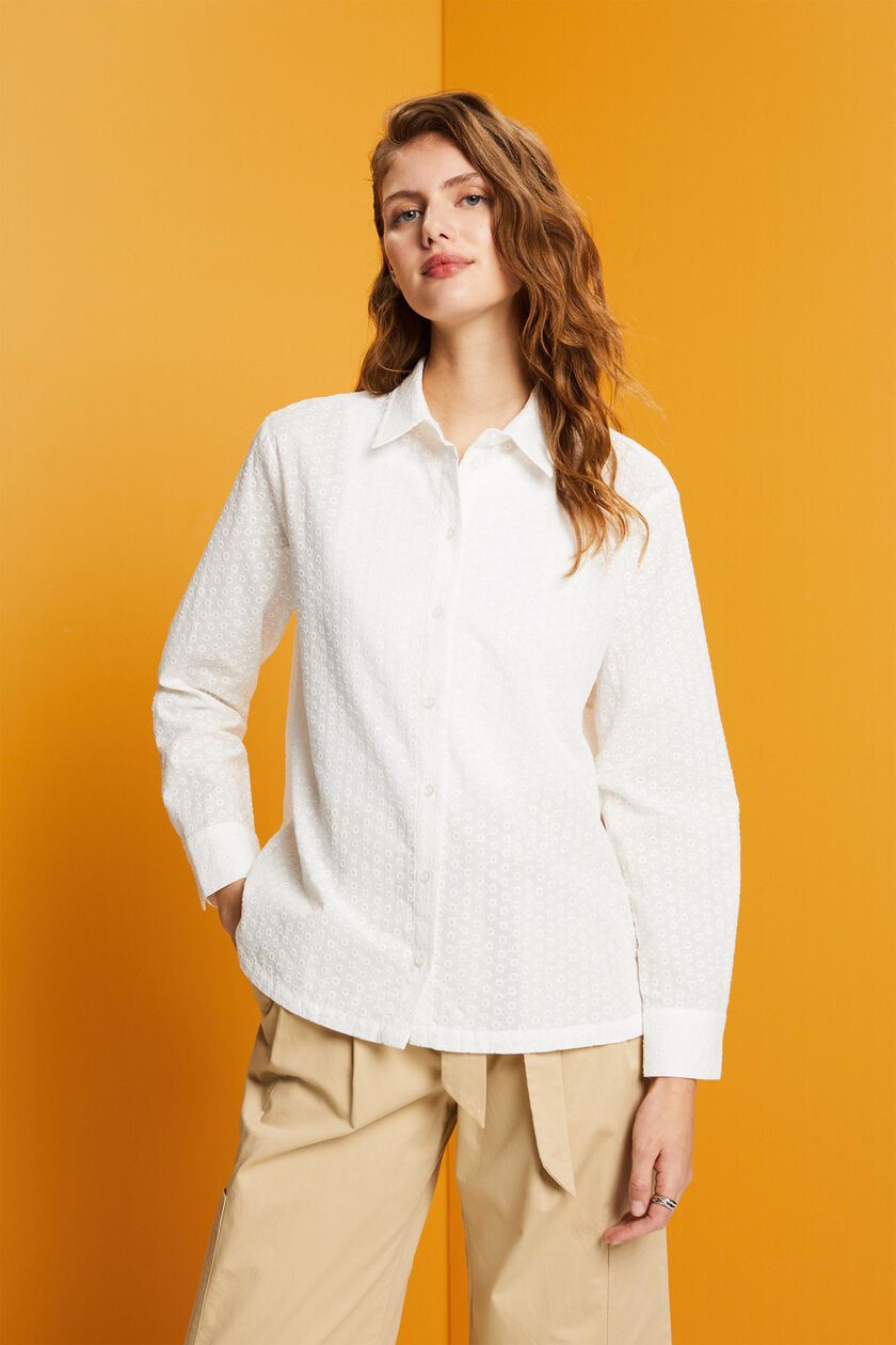 Embroidered shirt blouse, 100% cotton