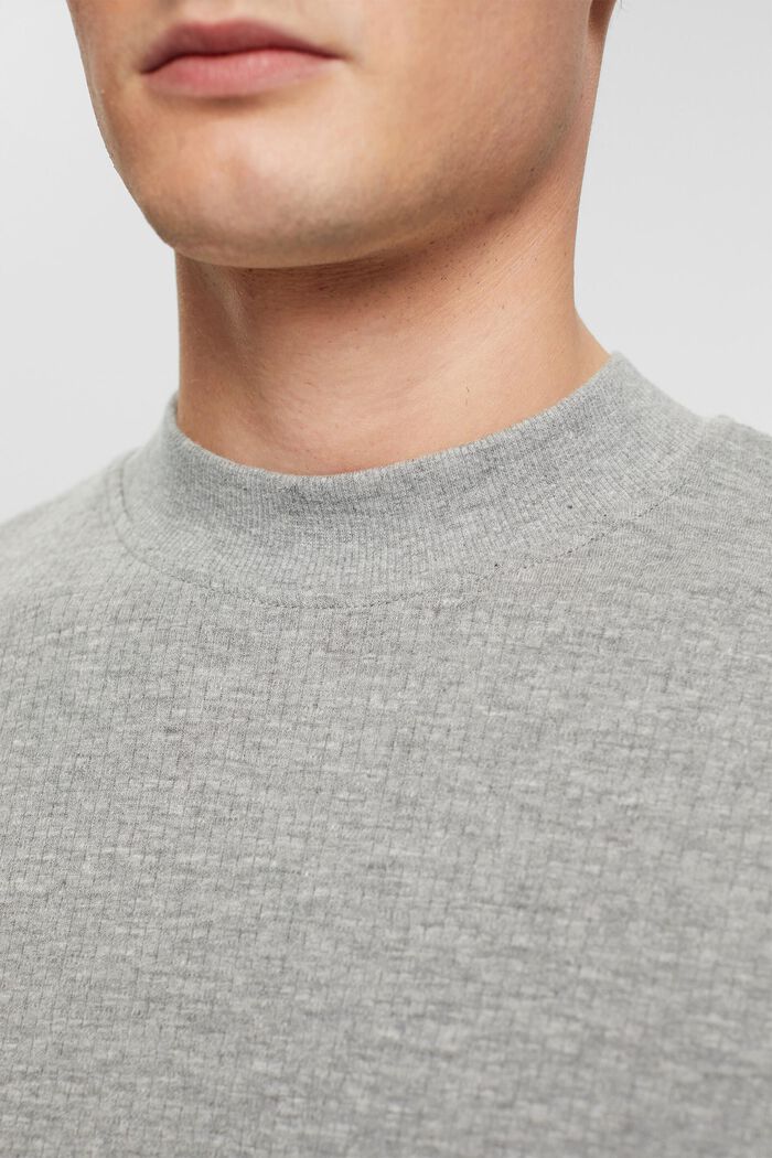 Ribbed long sleeve top, LIGHT GREY, detail image number 0