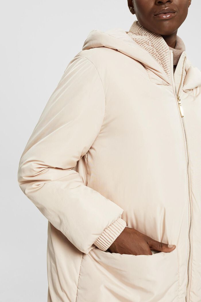 Hooded Padded Coat, DUSTY NUDE, detail image number 2