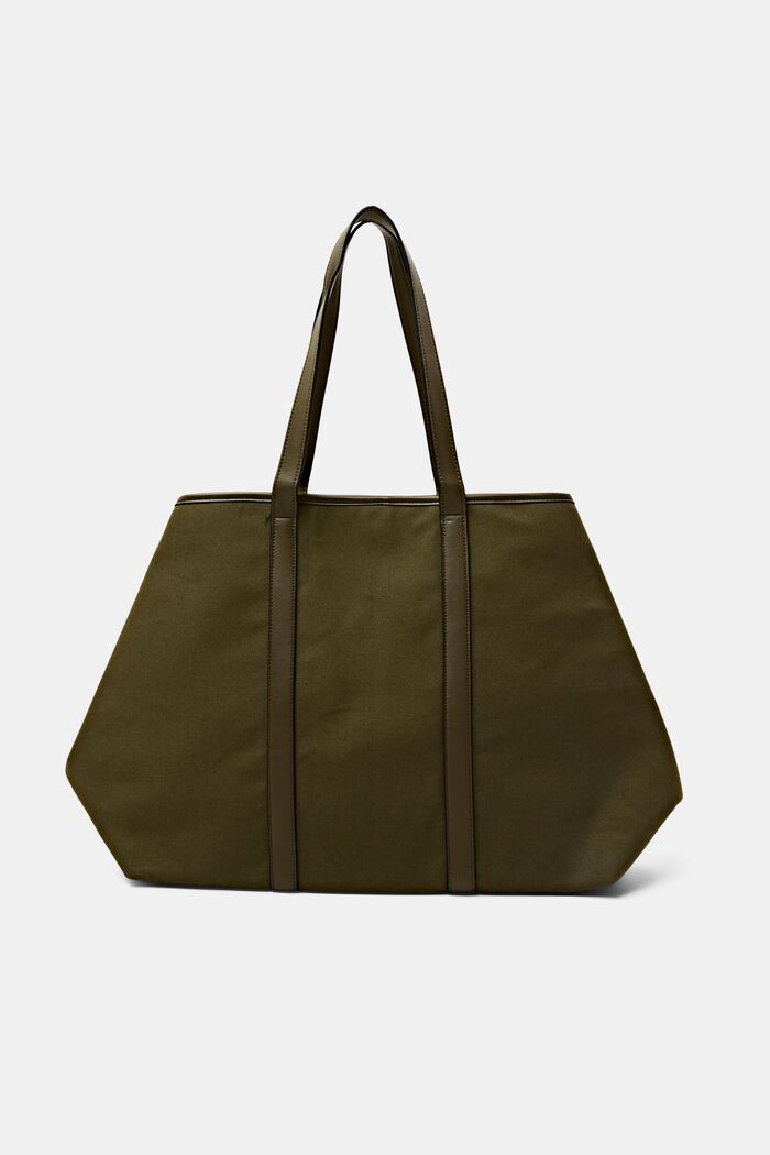 Faux Leather-Trimmed Canvas Tote, OLIVE, detail image number 0