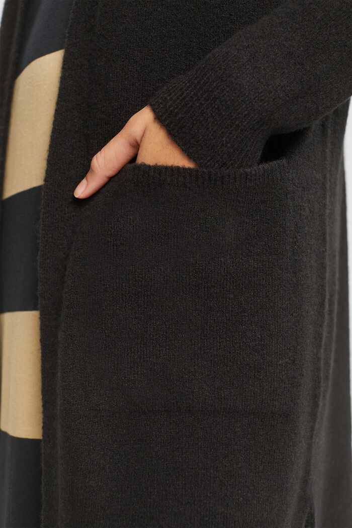 Wool blend: open cardigan, BLACK, detail image number 0