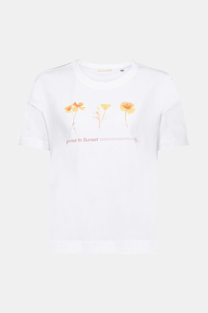 T-shirt with floral chest print, WHITE, detail image number 6