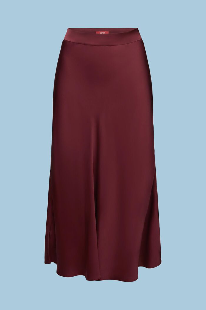 Satin Midi Skirt, BORDEAUX RED, detail image number 6