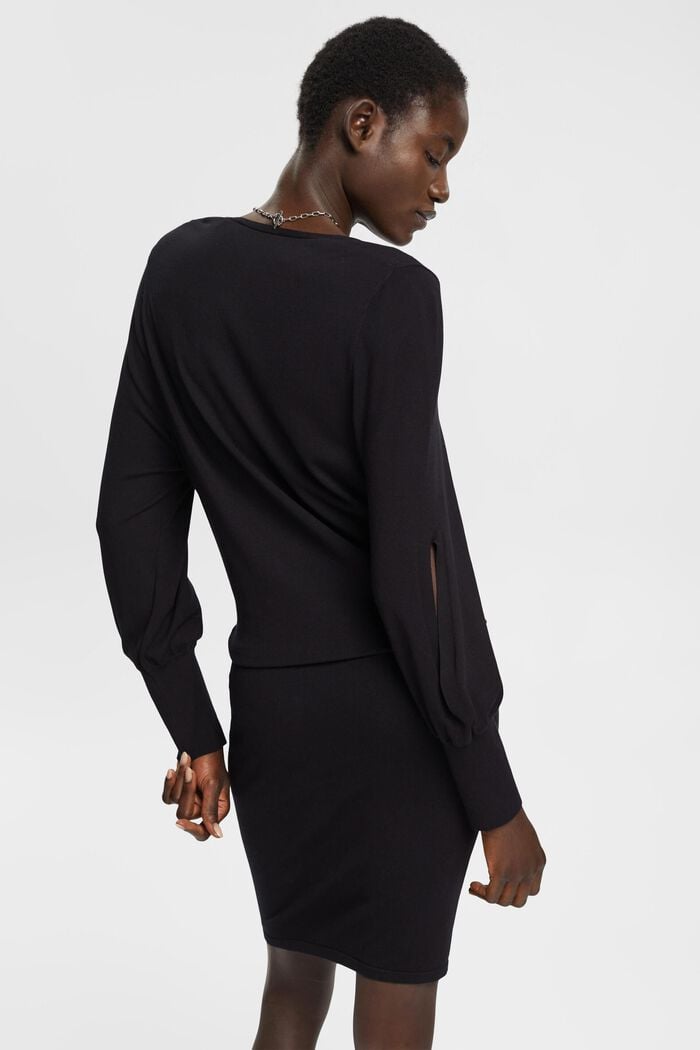 Knit dress with slit sleeves, LENZING™ ECOVERO™, BLACK, detail image number 3