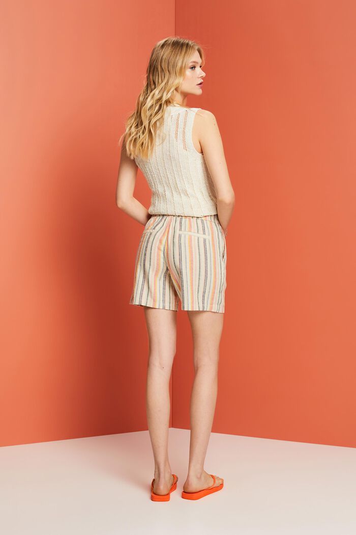 Striped shorts, linen blend, SAND 3, detail image number 3