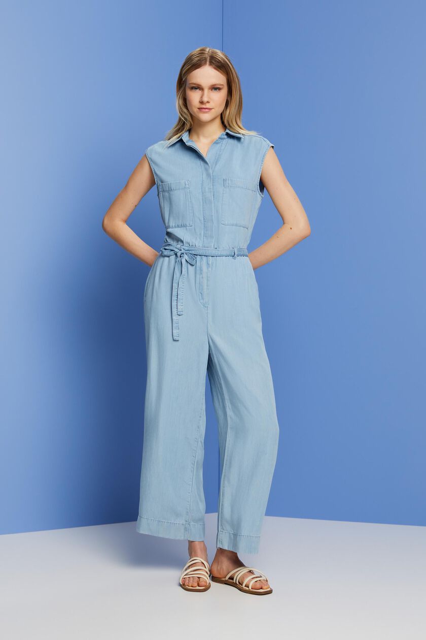 Belted Chambray Jumpsuit