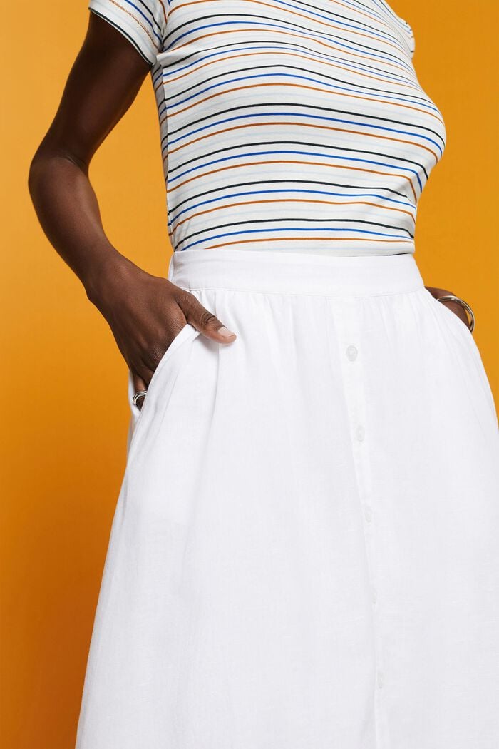 Midi skirt, linen-cotton blend, WHITE, detail image number 2