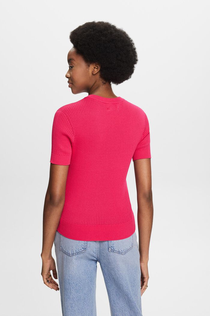 Seamless Short-Sleeve Sweater, PINK FUCHSIA, detail image number 2