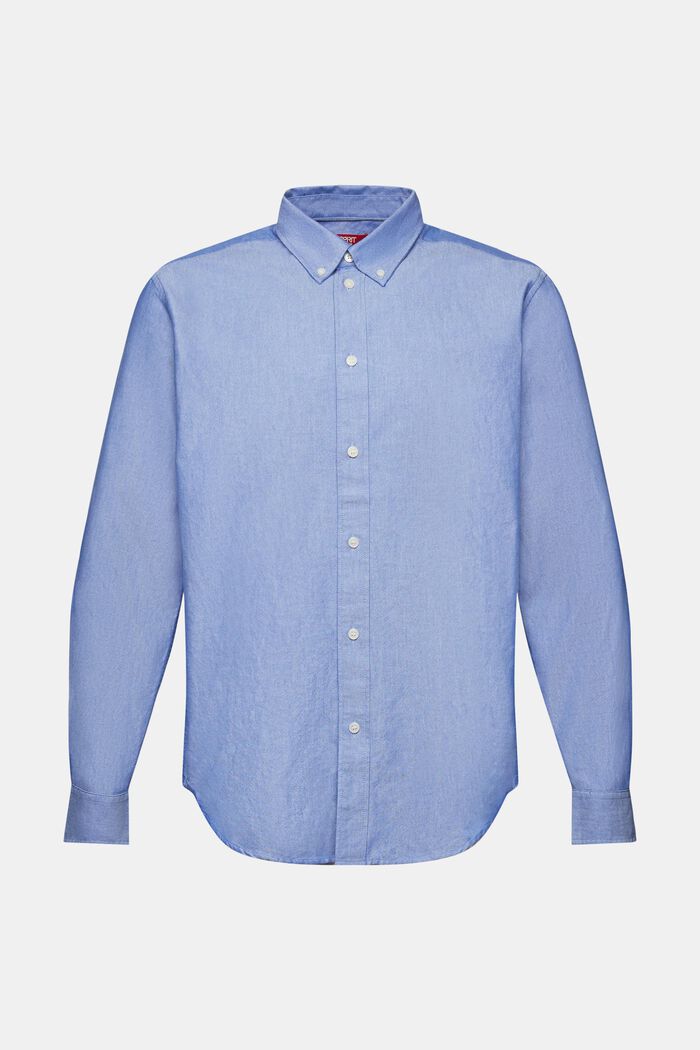 Cotton-Poplin Button Down Shirt, BRIGHT BLUE, detail image number 5
