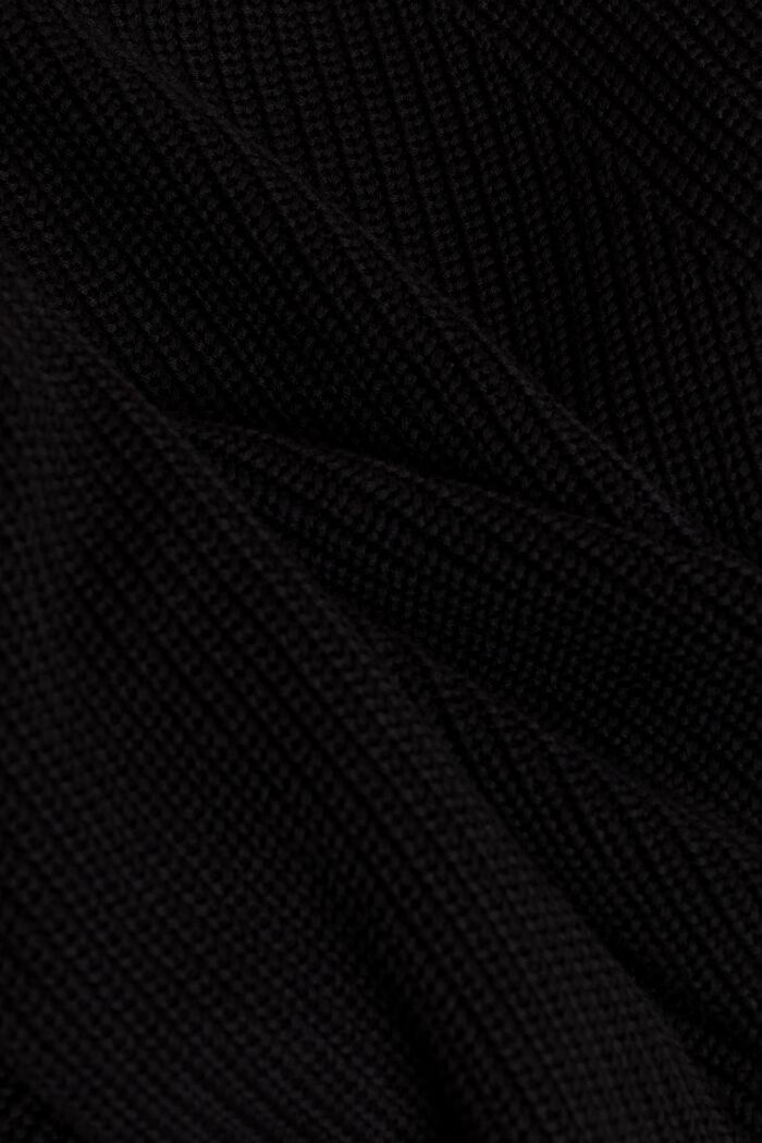 Slitted mock neck jumper, 100% cotton, BLACK, detail image number 4