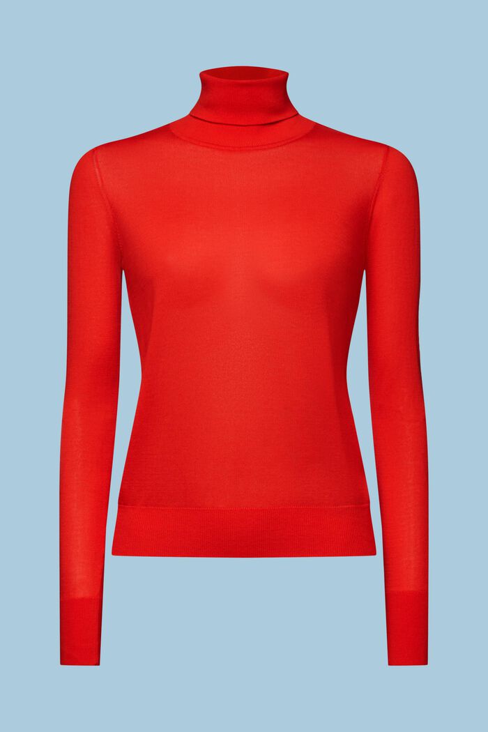 Long-Sleeve Turtleneck Sweater, RED, detail image number 5