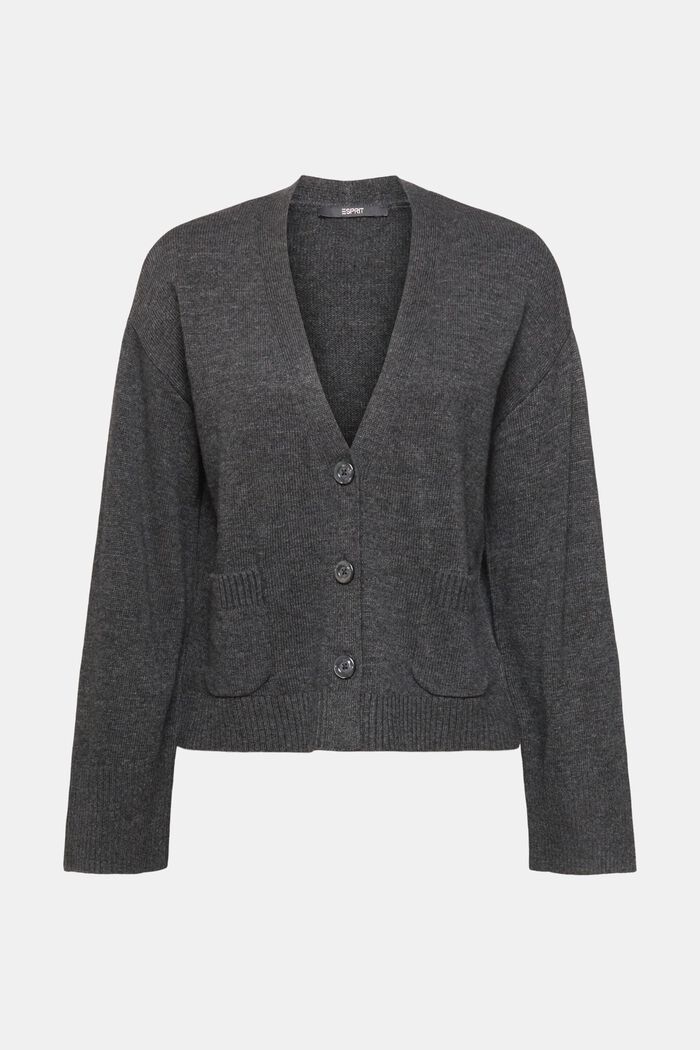Wool blend cardigan, LENZING™ ECOVERO™, ANTHRACITE, detail image number 7