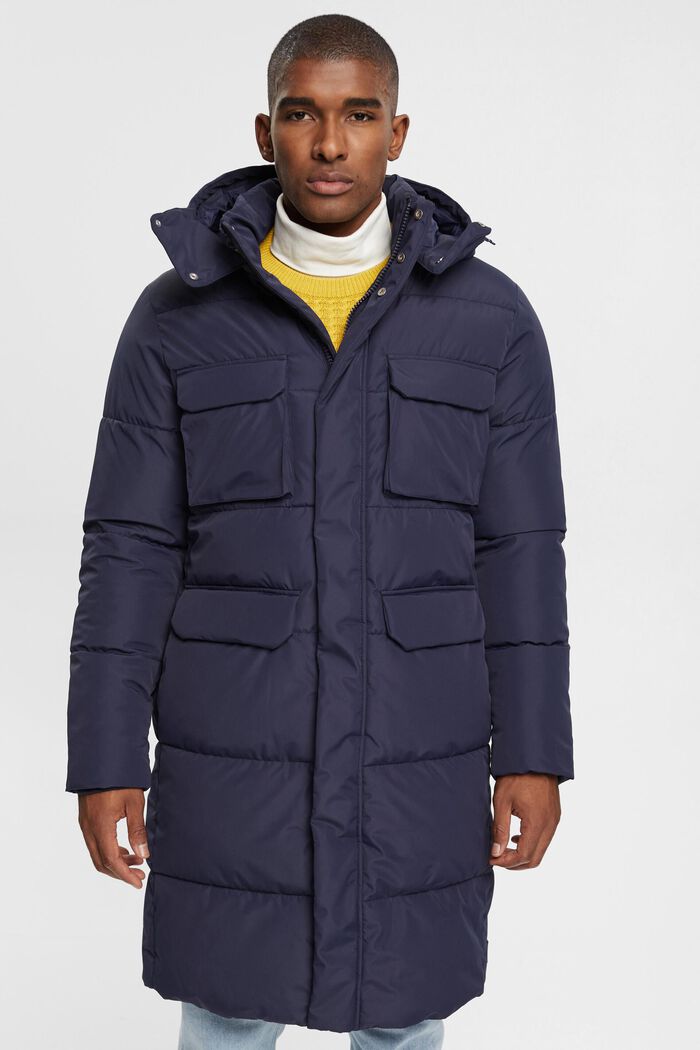 Quilted coat with detachable hood, NAVY, detail image number 1