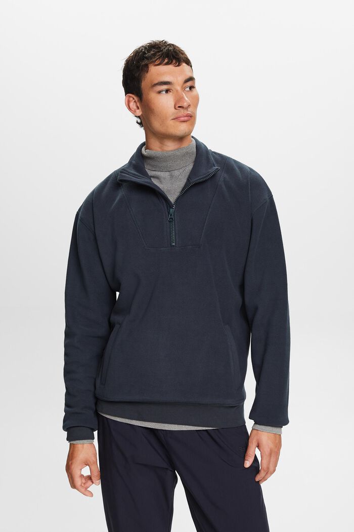 Fleece Half Zip Sweatshirt, PETROL BLUE, detail image number 2