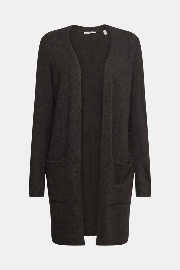 Wool blend: open cardigan, BLACK, detail image number 2