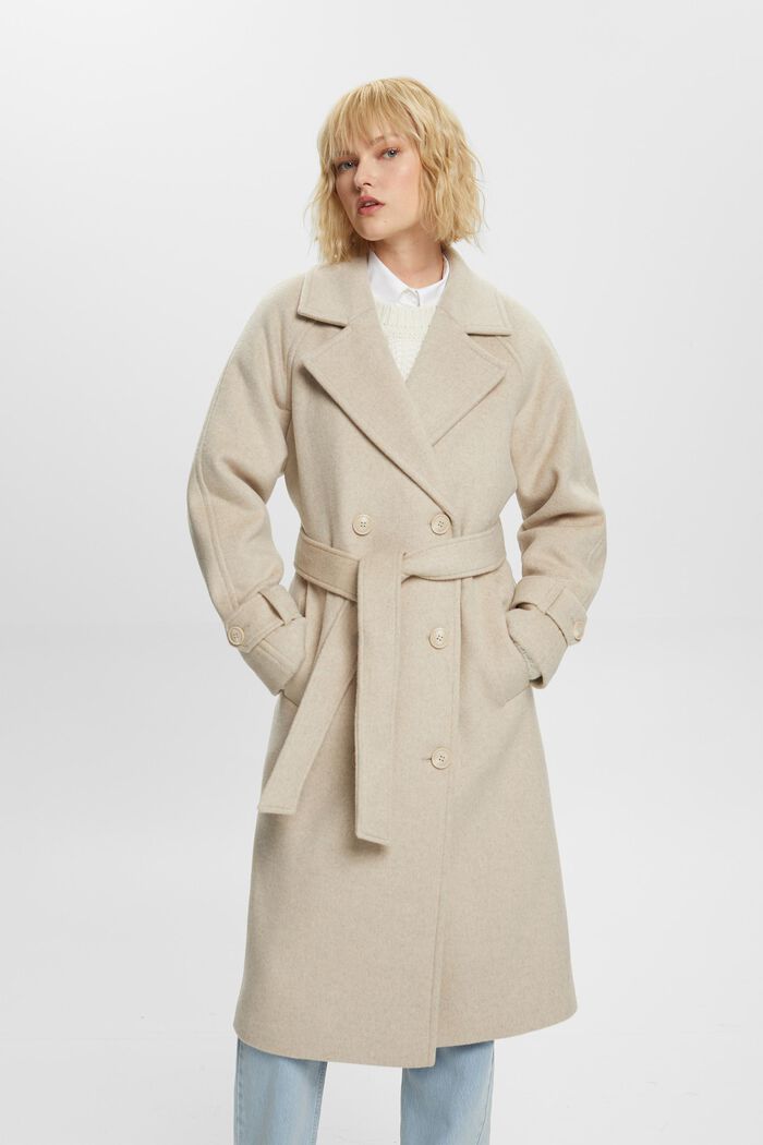 Wool-Blend Trench Coat, ICE, detail image number 0