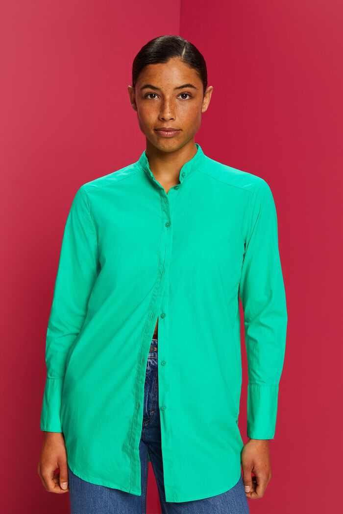 Blouse with round neck, organic cotton, LIGHT GREEN, detail image number 0