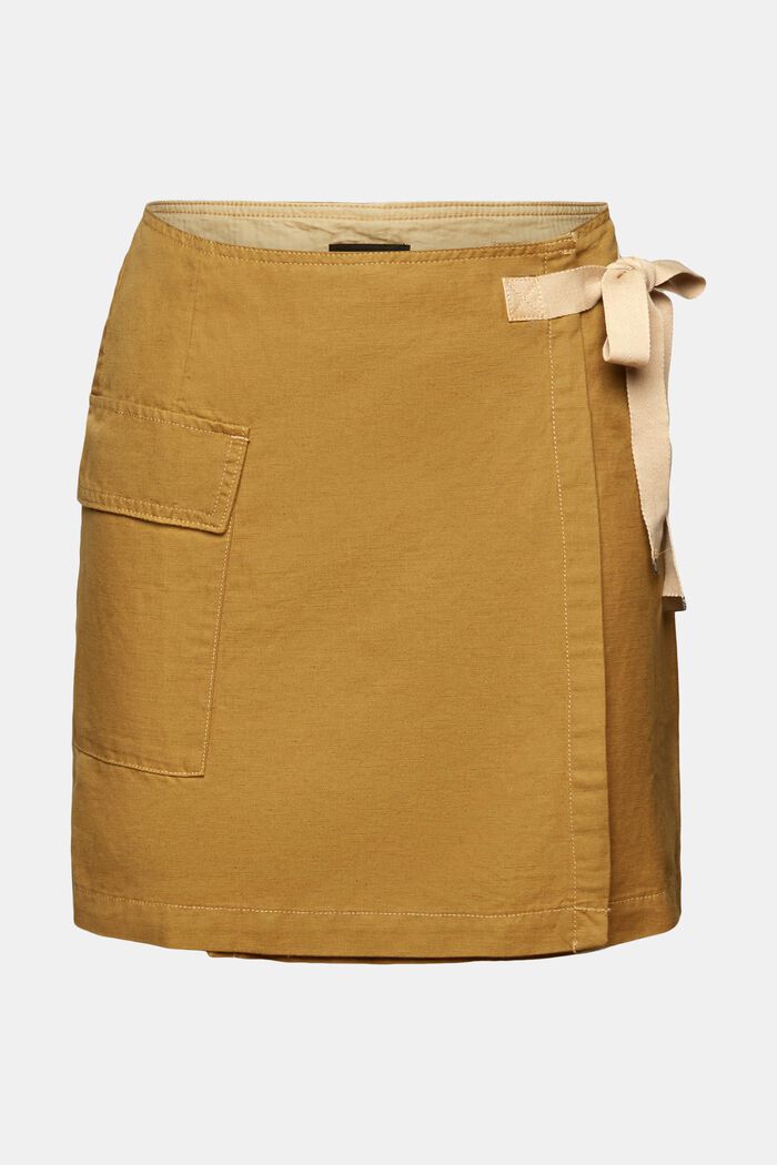 Wrap-over mini skirt, cotton-linen blend, TOFFEE, detail image number 6