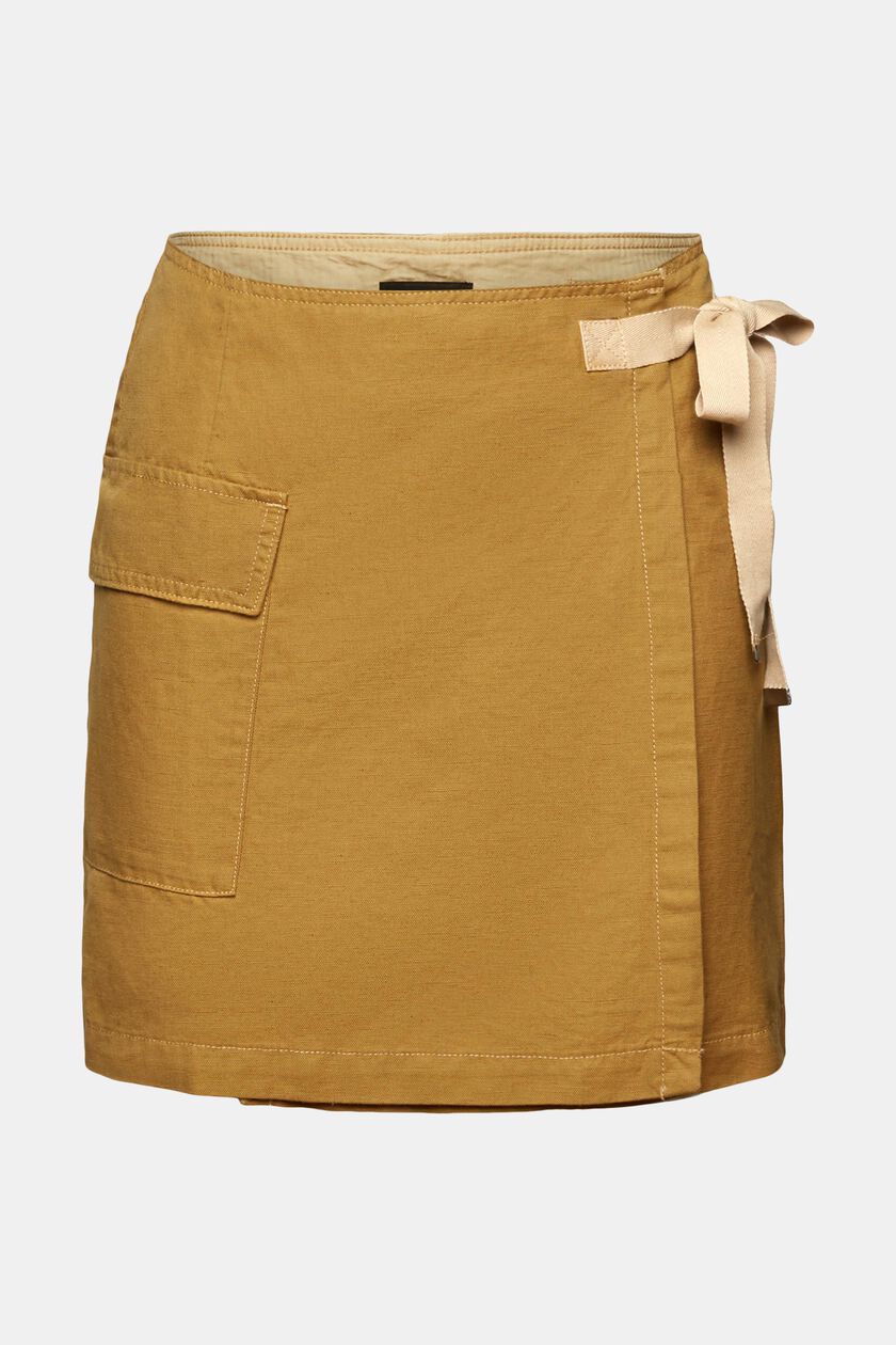 Wrap-over mini skirt, cotton-linen blend