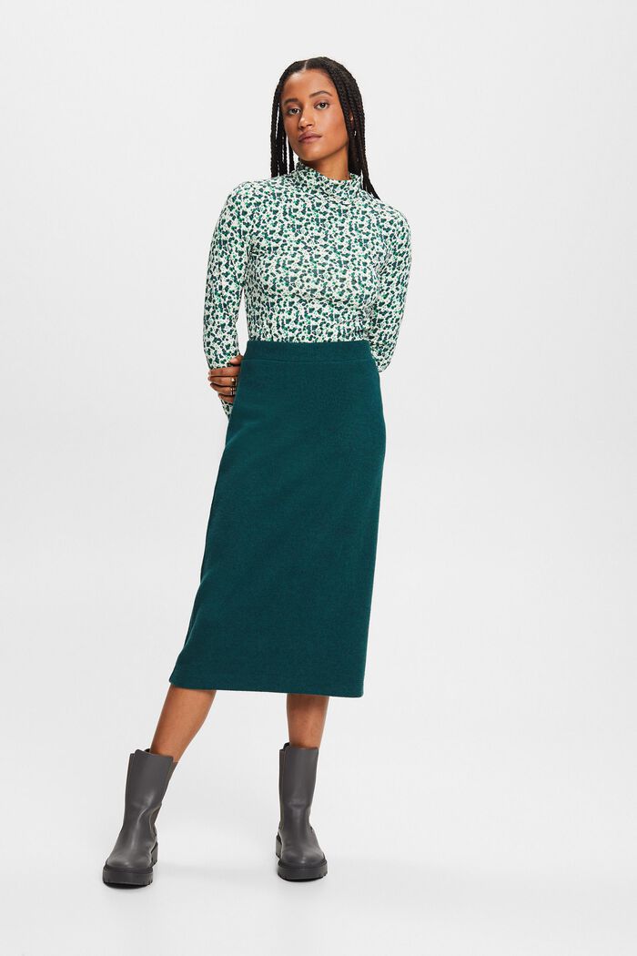 Rib-Knit Midi Skirt, EMERALD GREEN, detail image number 1