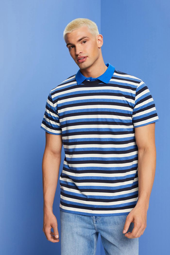Striped Cotton Jersey T-Shirt, NAVY, detail image number 0