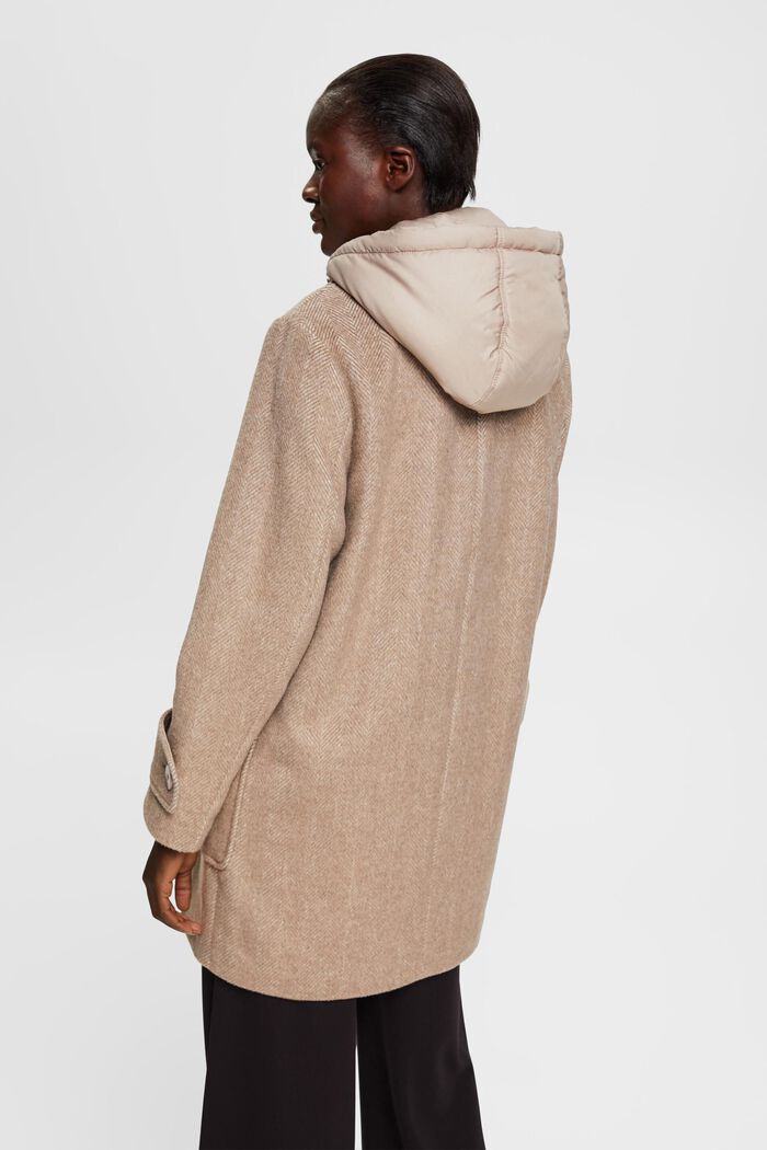 Wool blend coat with detachable hood, LIGHT TAUPE, detail image number 3