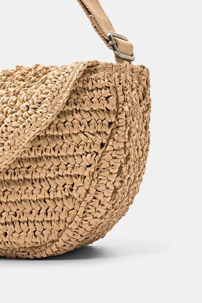Woven Straw Crossbody Bag, CAMEL, detail image number 1