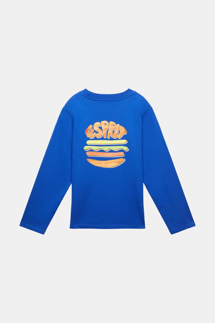 Logo Long-Sleeve Cotton  T-Shirt, BRIGHT BLUE, detail image number 1