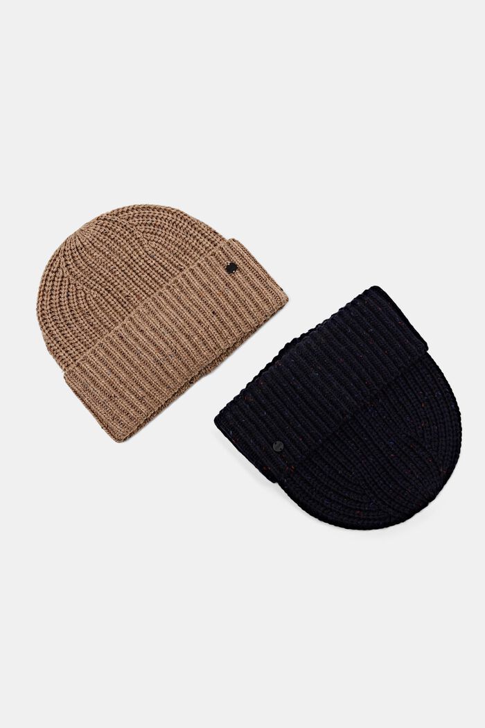Rib knit beanie hat, KHAKI BEIGE, detail image number 2