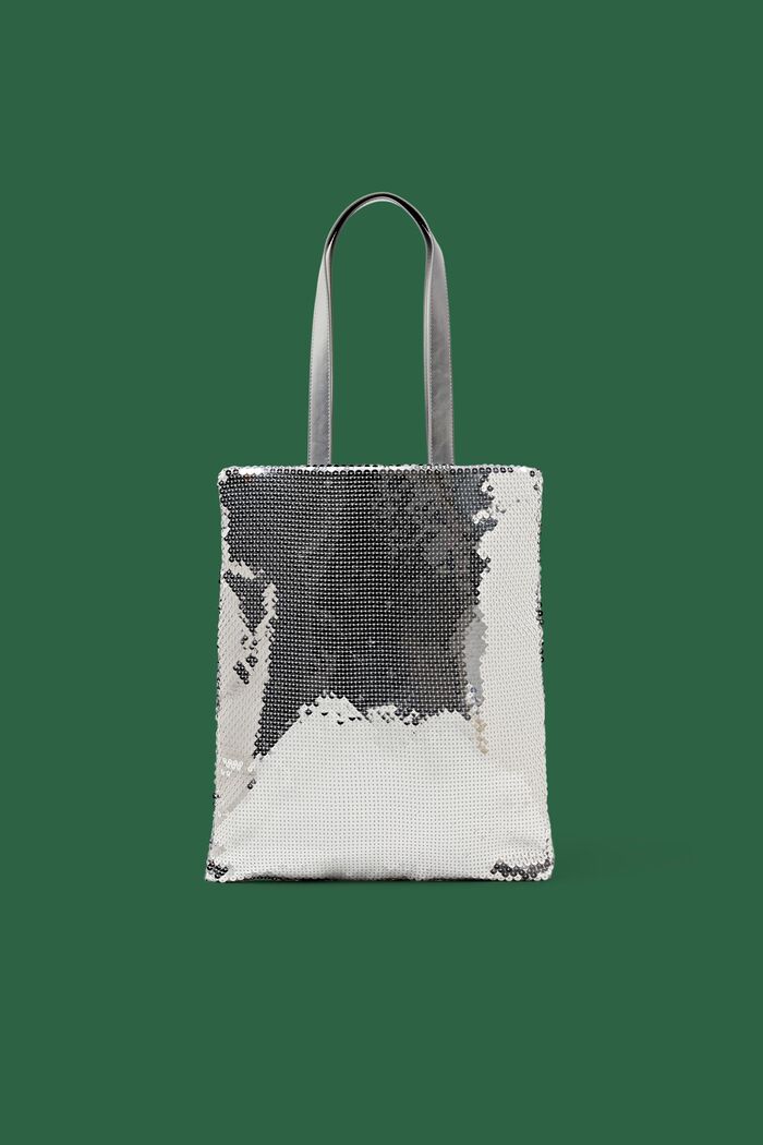 Sequin Tote Bag, SILVER, detail image number 0