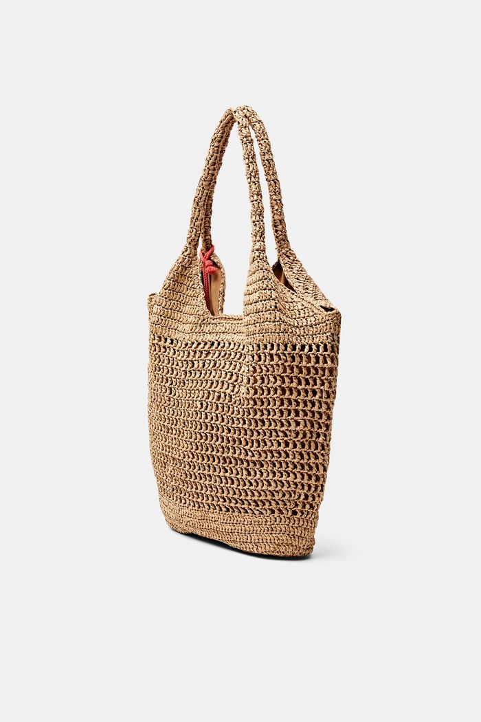 Woven Straw Tote, CAMEL, detail image number 2