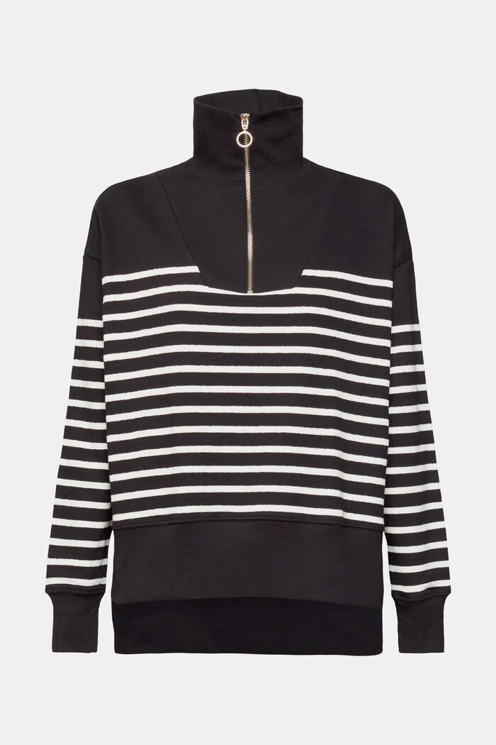 Striped half-zip sweater, BLACK, detail image number 2