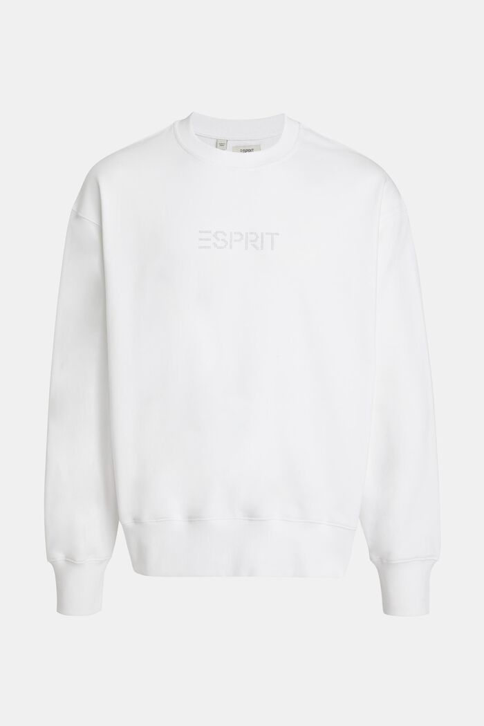 Stud logo applique sweatshirt, WHITE, detail image number 4