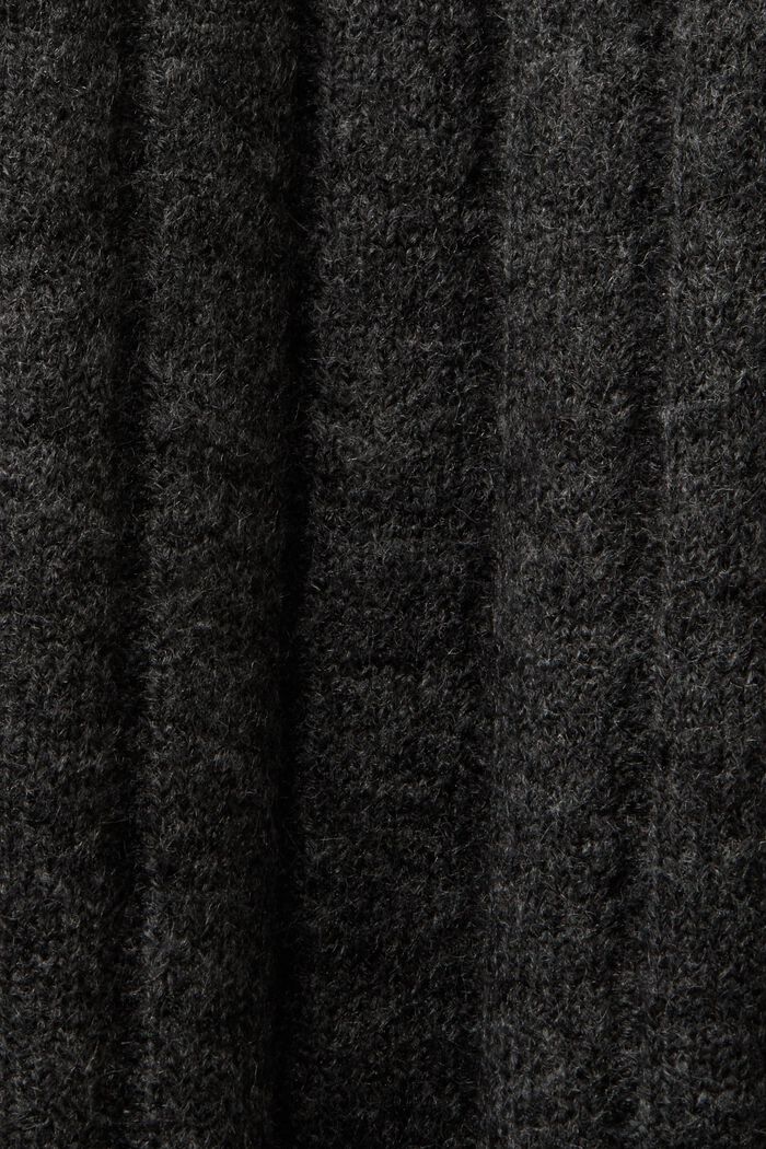 Ribbed Knit Turtleneck Midi Dress, ANTHRACITE, detail image number 6