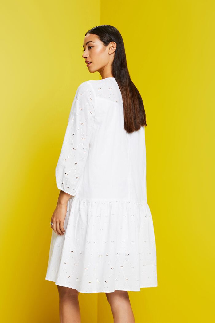 Embroidered dress, 100% cotton, WHITE, detail image number 3