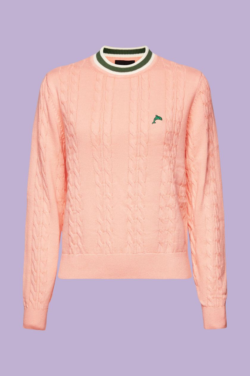 Dolphin Logo Cable Knit Sweater