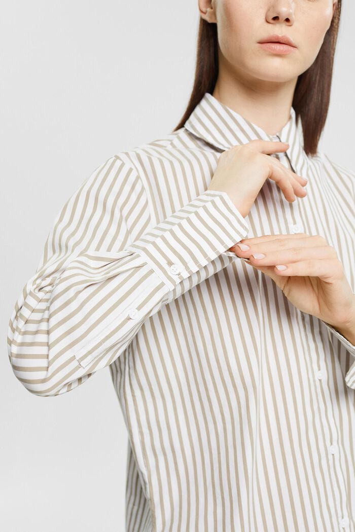 Long striped woven blouse, WHITE 4, detail image number 0