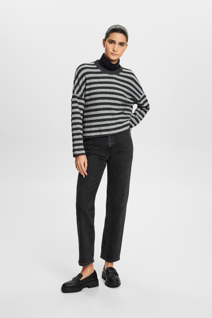 Striped Sweater, BLACK, detail image number 4