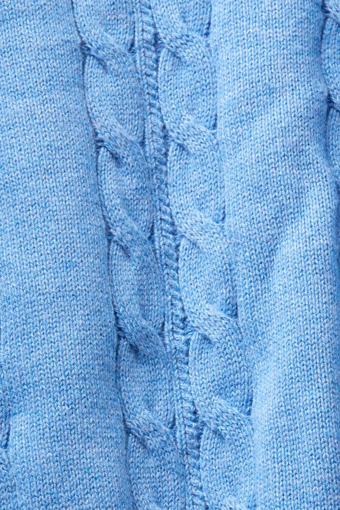 Dolphin Logo Cable Knit Sweater, LIGHT BLUE LAVENDER, detail image number 6
