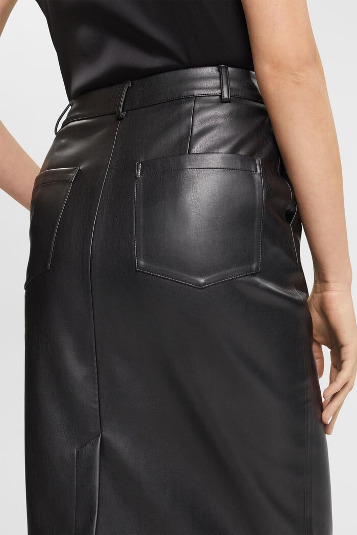 Faux leather midi skirt, BLACK, detail image number 4