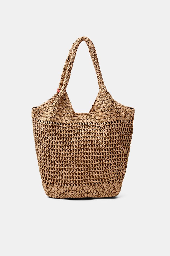 Woven Straw Tote, CAMEL, detail image number 0