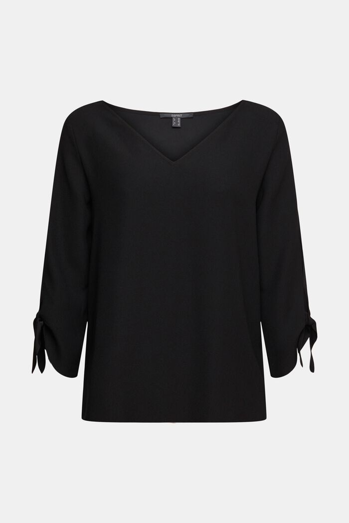 Stretch blouse with open edges, BLACK, detail image number 7