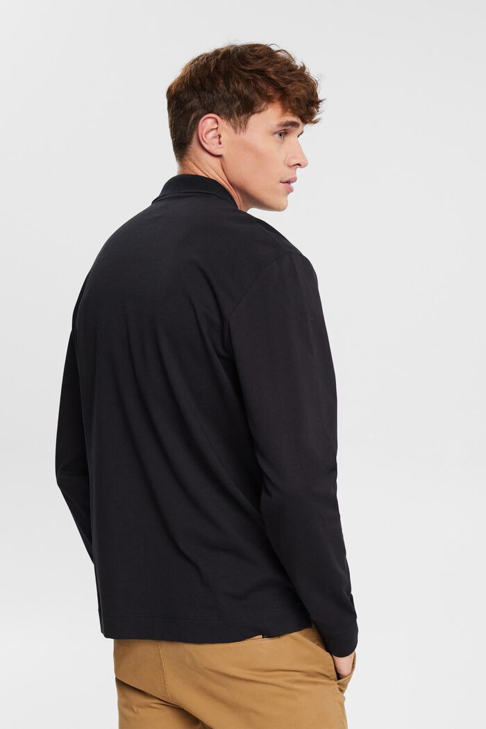 Long sleeve polo shirt, BLACK, detail image number 3