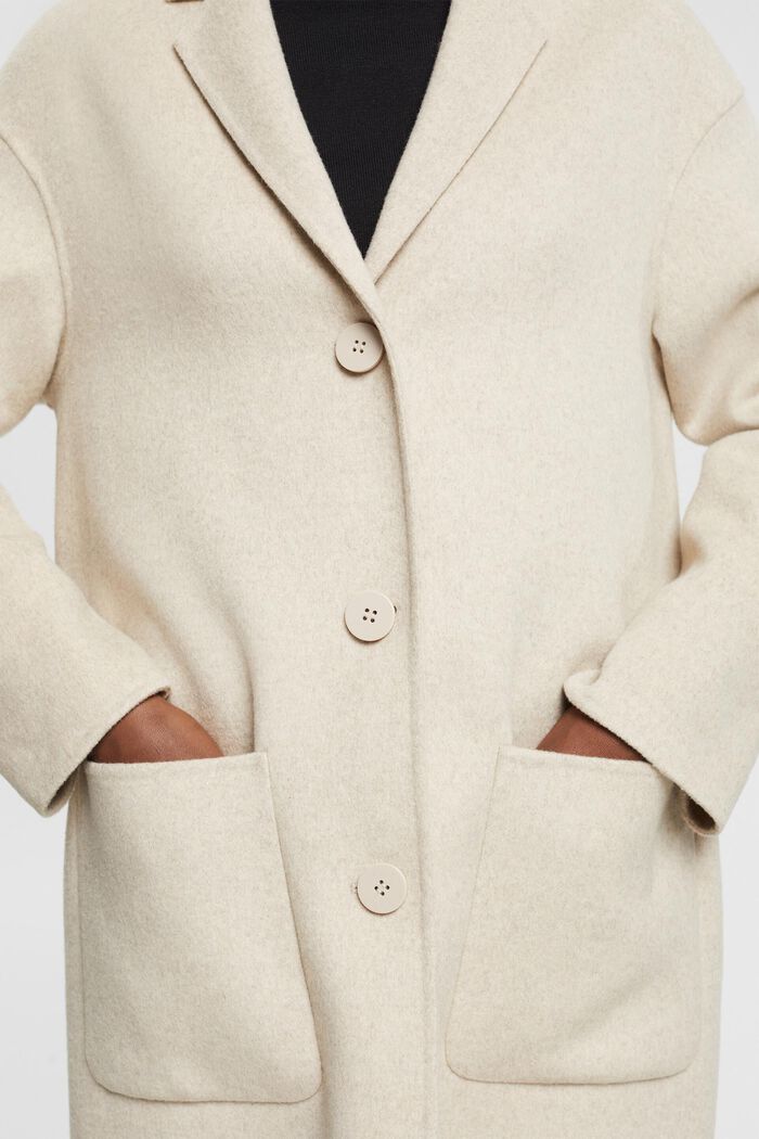 Wool blend coat, CREAM BEIGE, detail image number 0